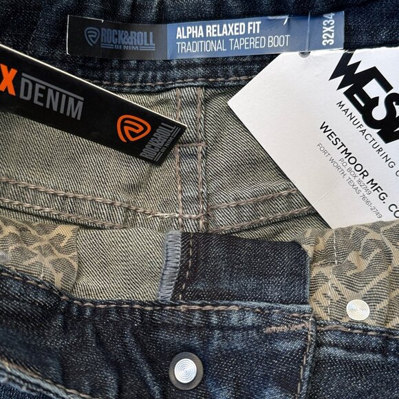 Rock & Roll Denim Men's Alpha High Rise Relaxed Stackable Bootcut Jeans 32x34 - Picture 7 of 7